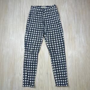 Madewell 9" High Riser Skinny Crop Jeans Navy Gingham Check Stretch Pants 23